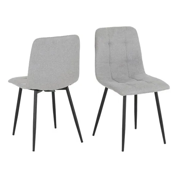 Set of 2 Dining Chairs - Grey, Fabric