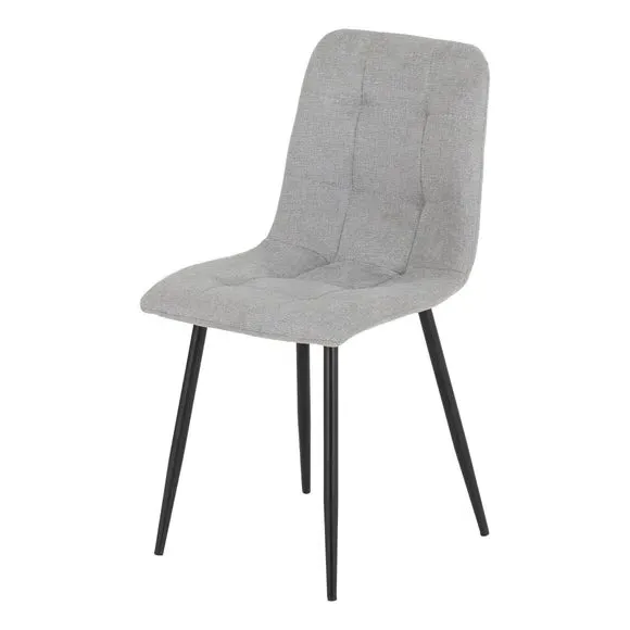 Set of 2 Dining Chairs - Grey, Fabric