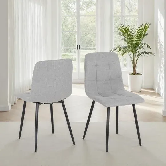 Set of 2 Dining Chairs - Grey, Fabric image