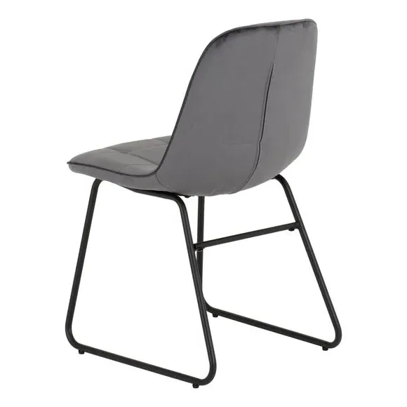 Set of 2 Dining Chairs - Grey, Velvet