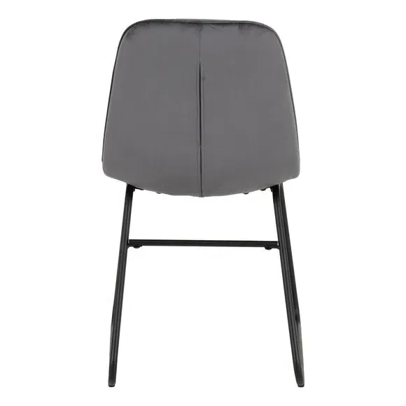 Set of 2 Dining Chairs - Grey, Velvet