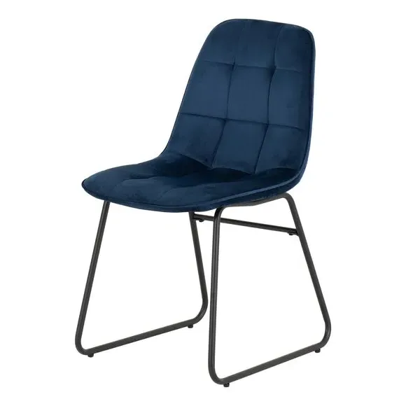 Set of 2 Dining Chairs - Navy, Velvet