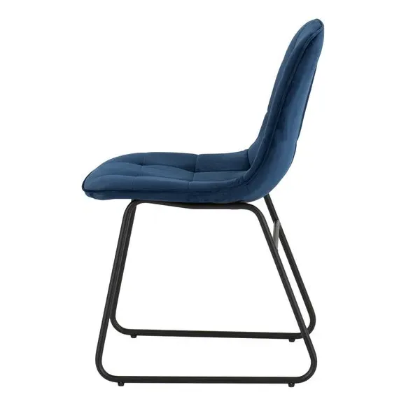 Set of 2 Dining Chairs - Navy, Velvet