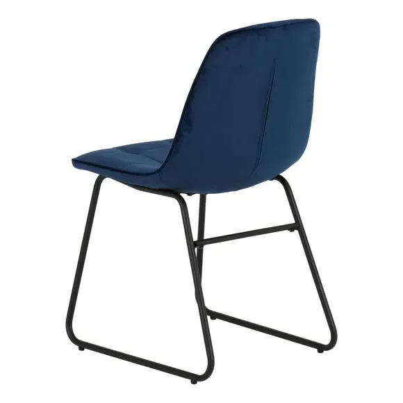 Set of 2 Dining Chairs - Navy, Velvet