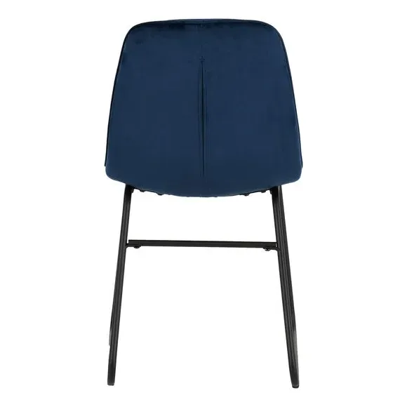 Set of 2 Dining Chairs - Navy, Velvet