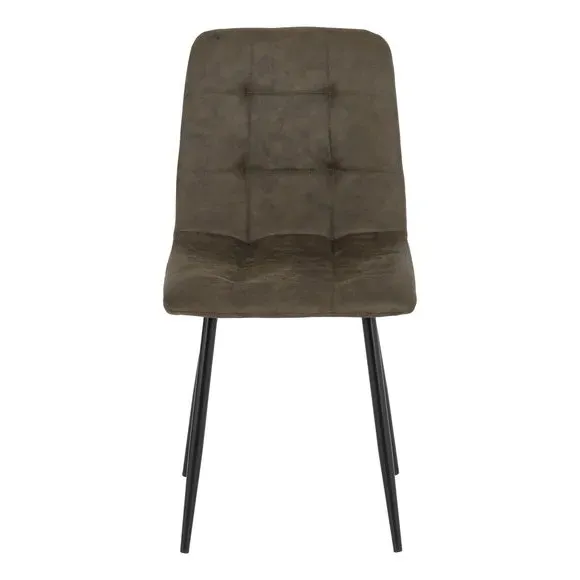 Set of 2 Dining Chairs - Olive, Faux Suede