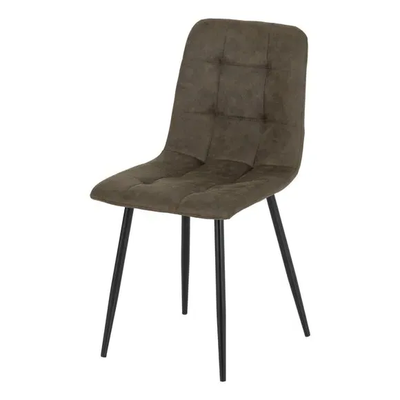 Set of 2 Dining Chairs - Olive, Faux Suede