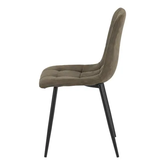 Set of 2 Dining Chairs - Olive, Faux Suede