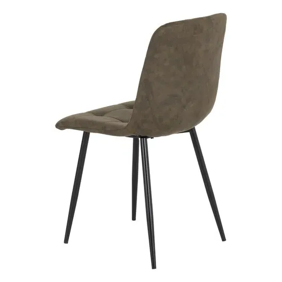Set of 2 Dining Chairs - Olive, Faux Suede