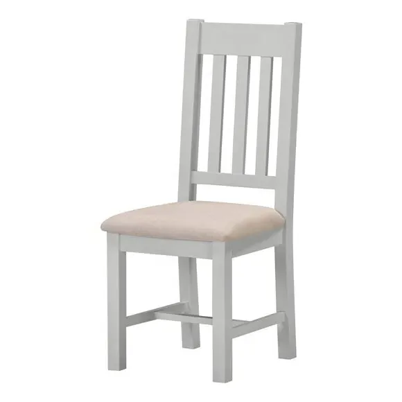 Set of 2 Slatted Dining Chairs - Grey, Wood