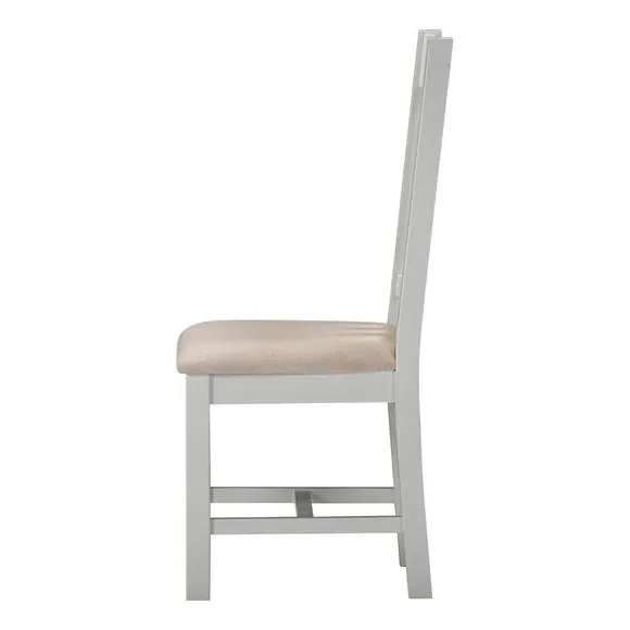 Set of 2 Slatted Dining Chairs - Grey, Wood
