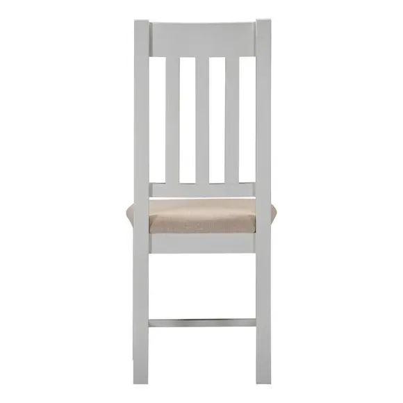 Set of 2 Slatted Dining Chairs - Grey, Wood