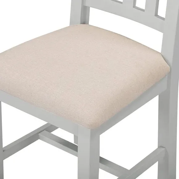 Set of 2 Slatted Dining Chairs - Grey, Wood