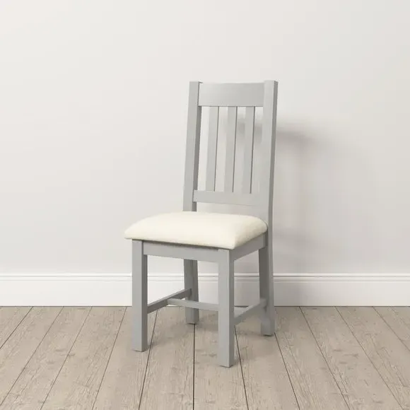 Set of 2 Slatted Dining Chairs - Grey, Wood image