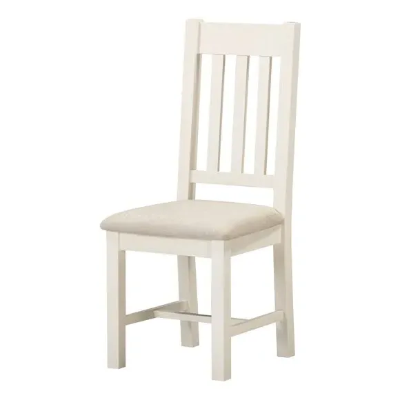 Set of 2 Slatted Dining Chairs - Ivory, Wood