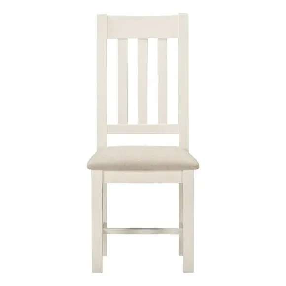 Set of 2 Slatted Dining Chairs - Ivory, Wood