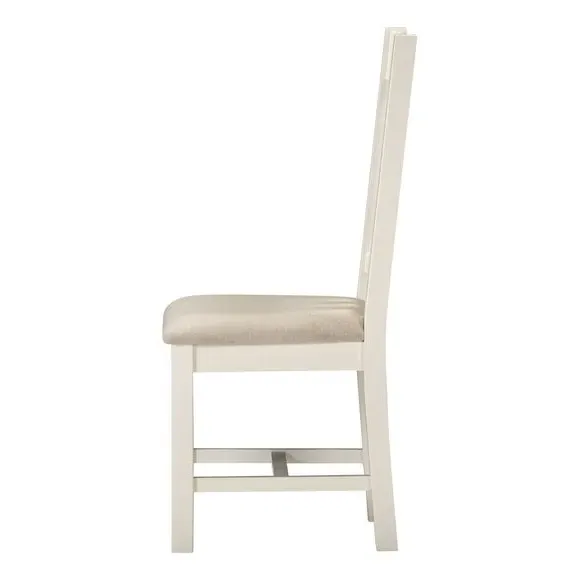 Set of 2 Slatted Dining Chairs - Ivory, Wood