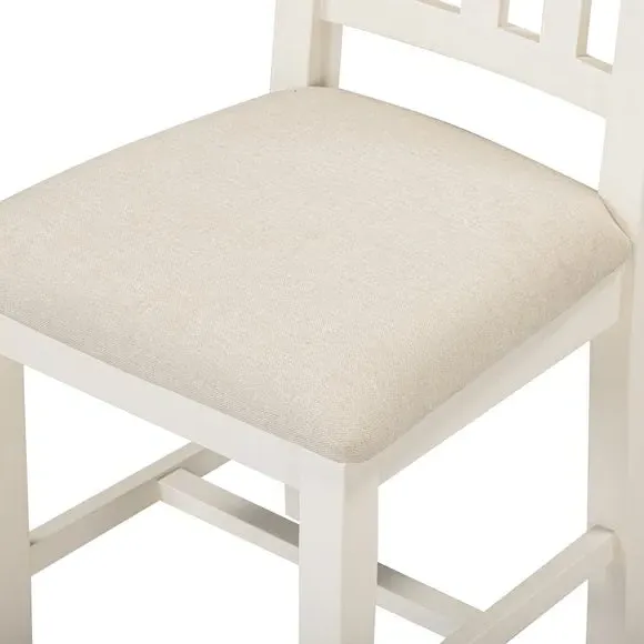 Set of 2 Slatted Dining Chairs - Ivory, Wood