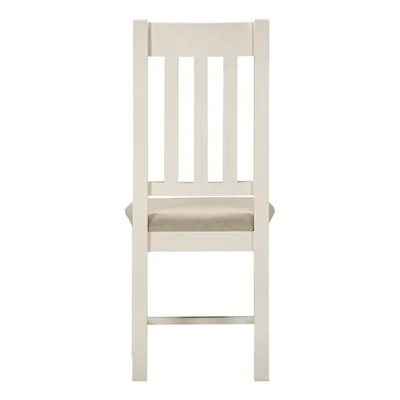 Set of 2 Slatted Dining Chairs - Ivory, Wood
