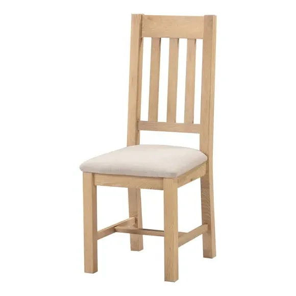 Set of 2 Slatted Dining Chairs - Natural, Wood