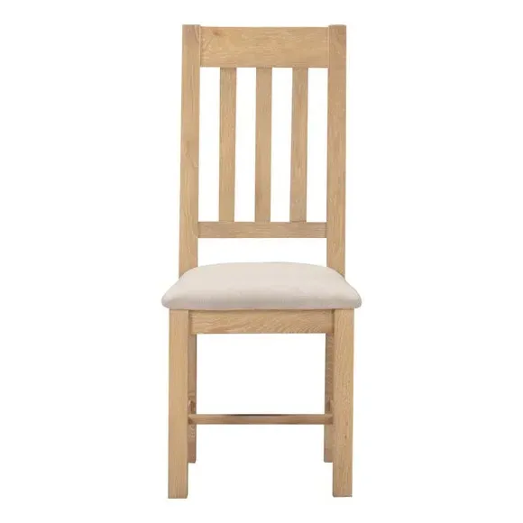 Set of 2 Slatted Dining Chairs - Natural, Wood