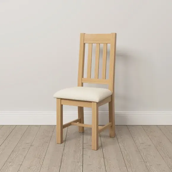 Set of 2 Slatted Dining Chairs - Natural, Wood