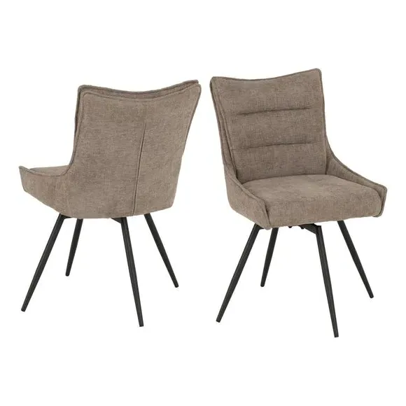 Set of 2 Swivel Dining Chairs - Fawn, Fabric