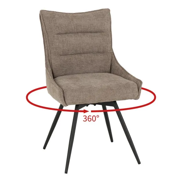 Set of 2 Swivel Dining Chairs - Fawn, Fabric