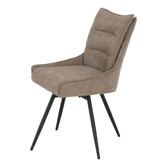 Set of 2 Swivel Dining Chairs - Fawn, Fabric
