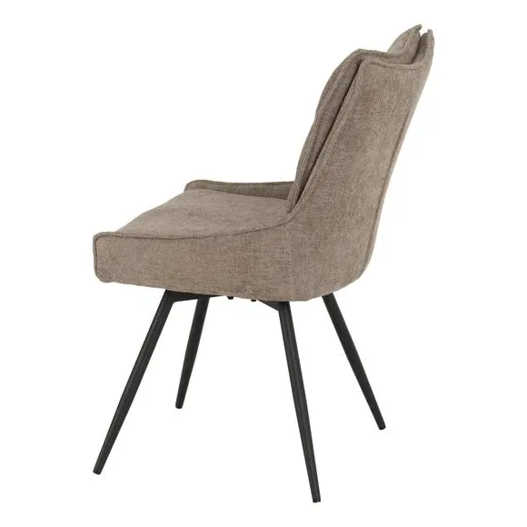 Set of 2 Swivel Dining Chairs - Fawn, Fabric