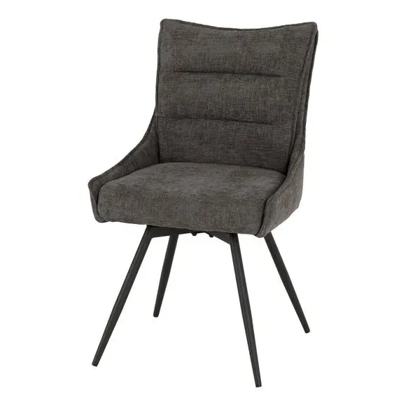 Set of 2 Swivel Dining Chairs - Grey, Fabric