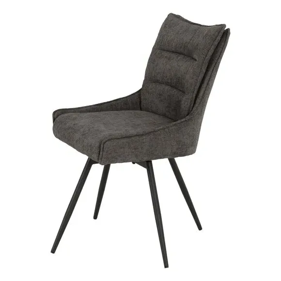 Set of 2 Swivel Dining Chairs - Grey, Fabric