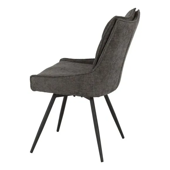 Set of 2 Swivel Dining Chairs - Grey, Fabric
