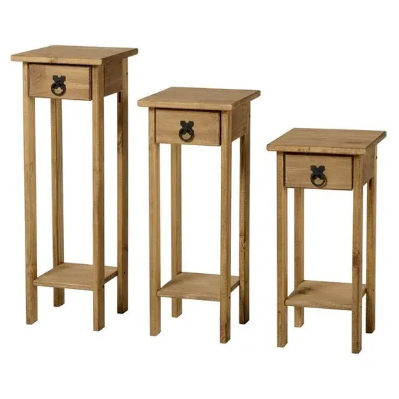 Set of 3 Plant Stands - Natural, Pine