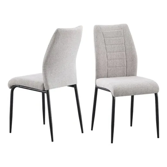 Set of 4 Dining Chairs - Grey, Fabric