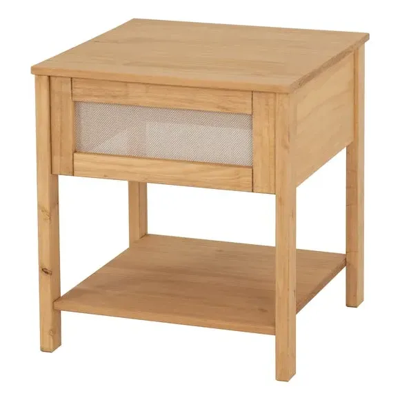 Side Table with Drawer - Brown, Rattan