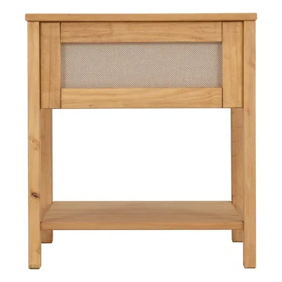 Side Table with Drawer - Brown, Rattan