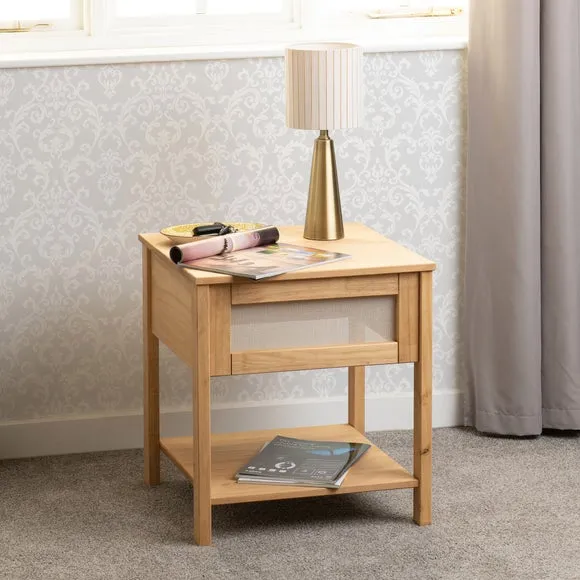 Side Table with Drawer - Brown, Rattan image