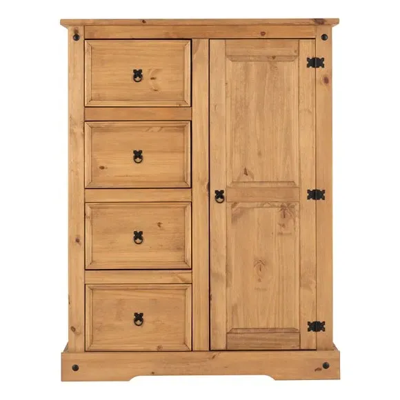 Single 4-Drawer Wardrobe - Natural, Pine