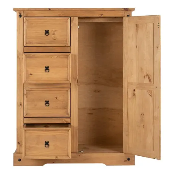 Single 4-Drawer Wardrobe - Natural, Pine