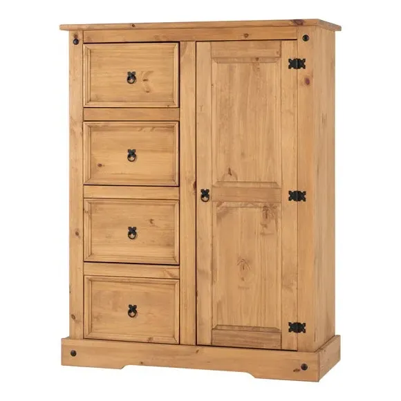 Single 4-Drawer Wardrobe - Natural, Pine image