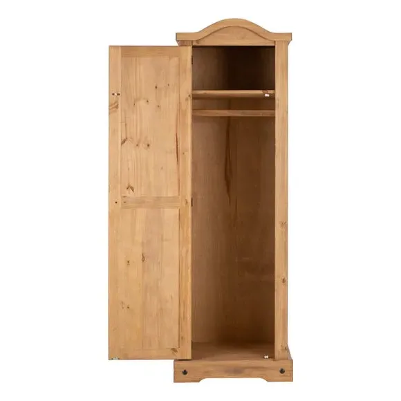 Single Wardrobe with Metal Fittings - Natural, Pine