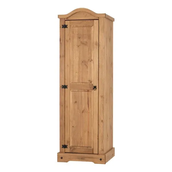 Single Wardrobe with Metal Fittings - Natural, Pine image