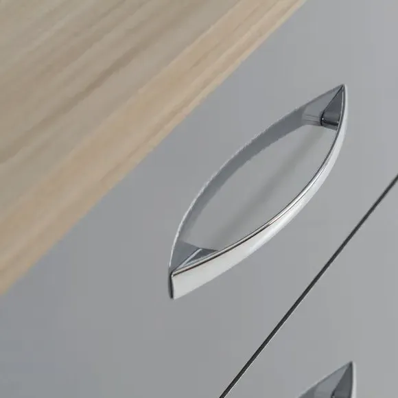 Slim 5-Drawer Chest - Grey, Oak Veneer