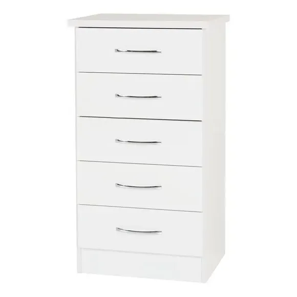 Slim 5-Drawer Chest - White, Oak Veneer