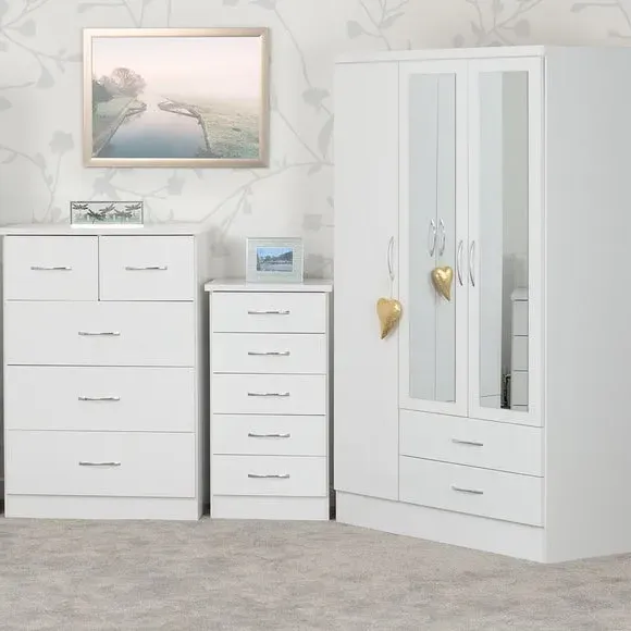 Slim 5-Drawer Chest - White, Oak Veneer