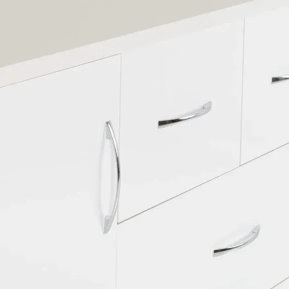 Small Single 5 Drawer Wardrobe - White, Oak Veneer