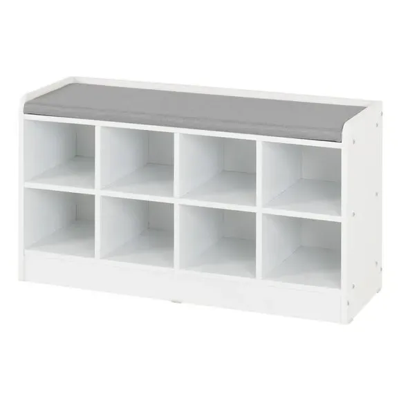 Storage Bench with Cushion - White