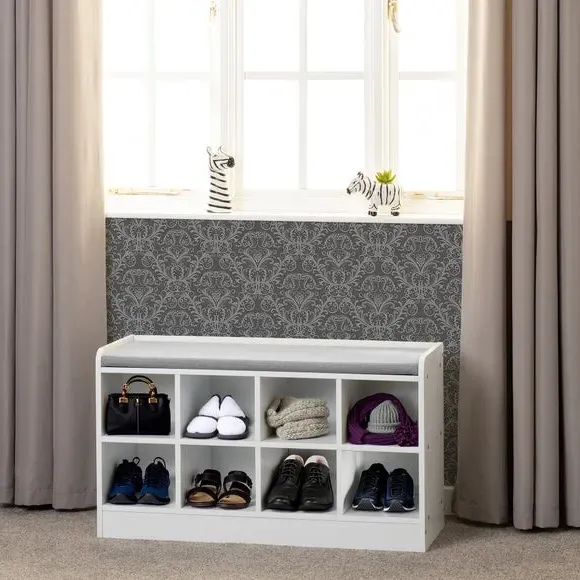 Storage Bench with Cushion - White