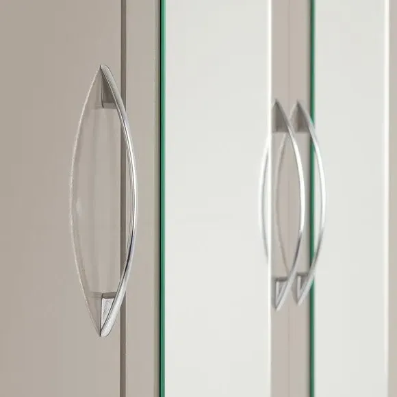 Triple Wardrobe with Mirror - Natural, Oak